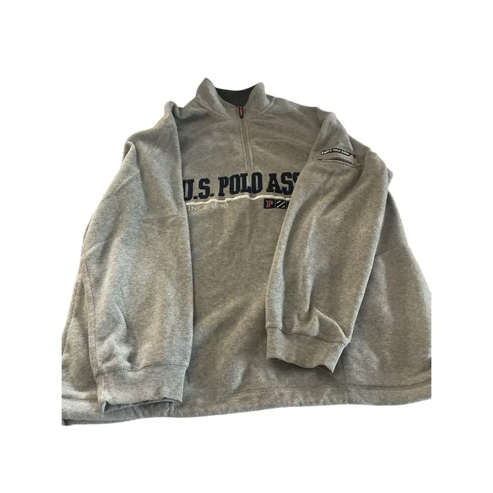 US Polo Assn XL 1/4‎ Zip Gray Fleece Pullover - Picture 9 of 13